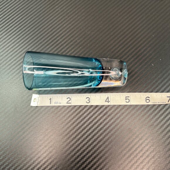 Azure Blue Liquor Aperitif Shooter Shot Glasses Controlled Bubble Base Set of 4 - Picture 7 of 8